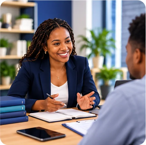 Career consultation session reviewing a CV and preparing for a job interview